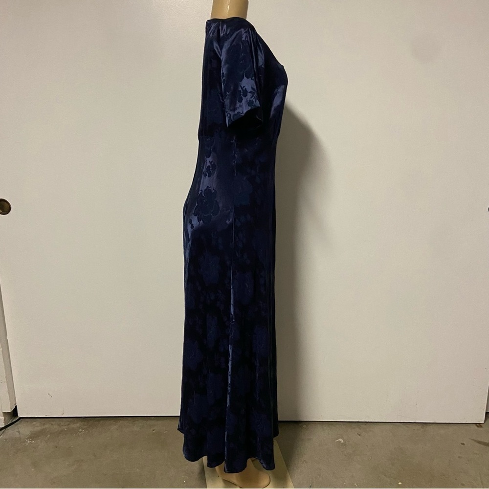 vintage Molly Malloy midnight blue jacquard square neck maxi dress Size 12 - Picture 7 of 11